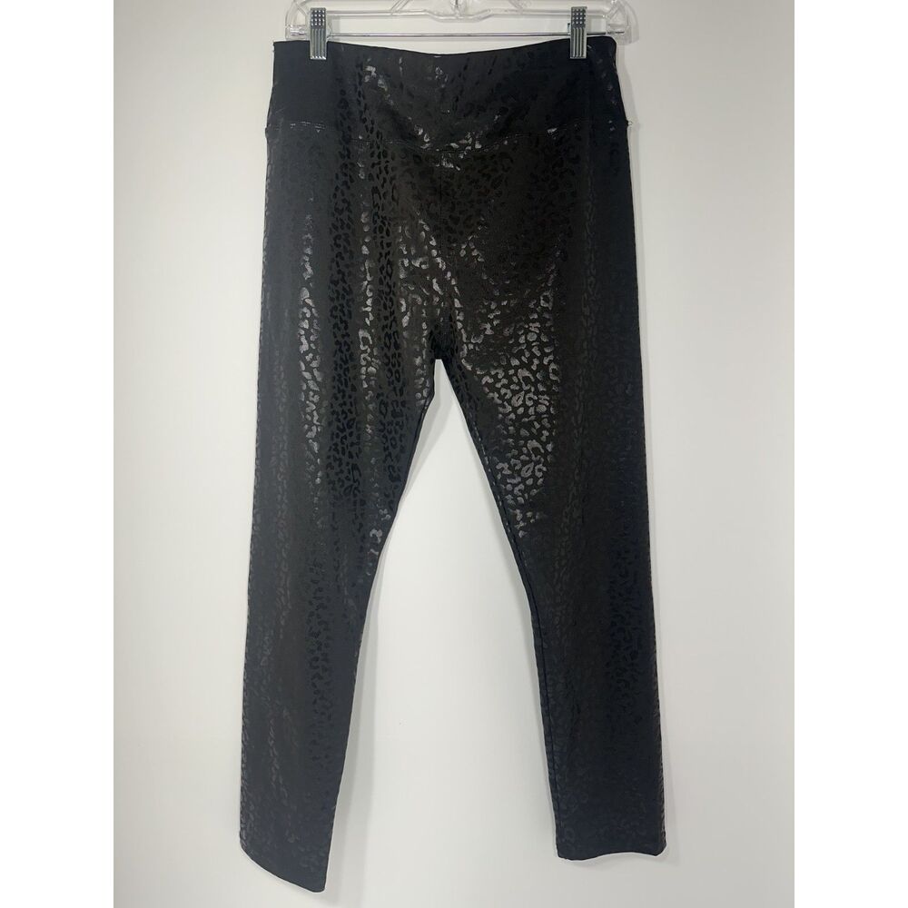MarleyLilly Women’s XL Faux Leather Leggings Black Leopard Animal Print High Ris